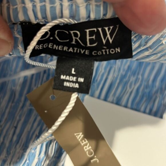 J. Crew blue and white Paloma top in stripe NWT smocked size large - Picture 10 of 12